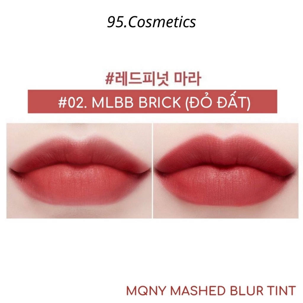 Son Kem Lì MacQueenNewYork #02.MLBB Brick Màu Đỏ Đất Quyến Rũ Dưỡng Ẩm Môi Mashed Blur Tint