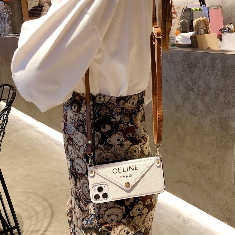 Ốp Điện Thoại Da Kèm Ngăn Đựng Thẻ Và Dây Đeo Cho iphone 14 13 12 11 pro max 15 xs xr xsmax 8 Plus 7