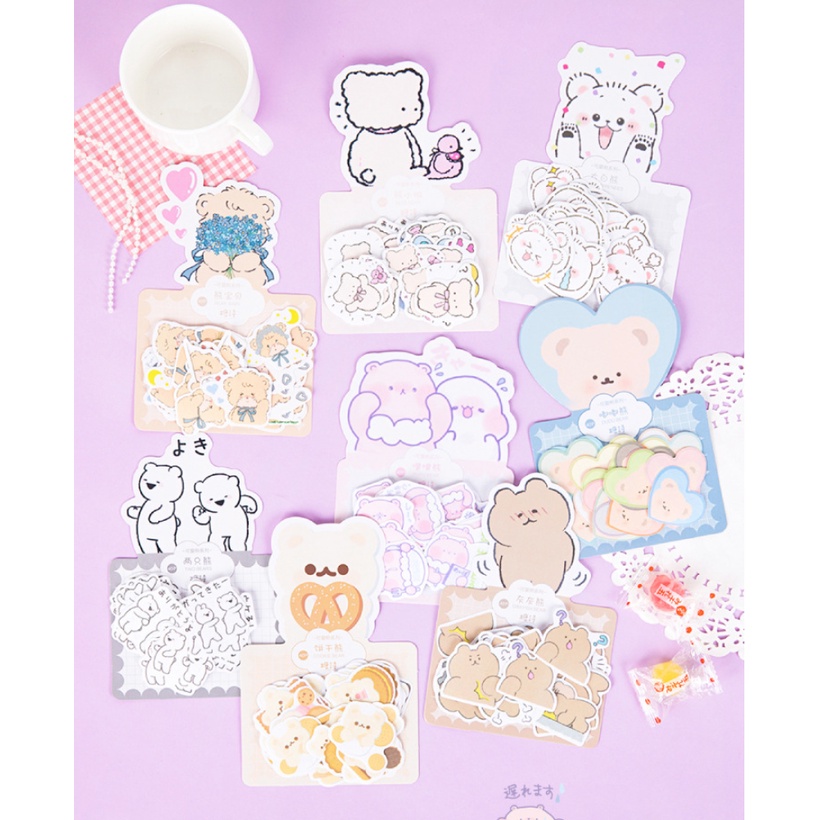 Sticker 40 miếng dán cute chống nước siêu đáng yêu, hình dán mũ bảo hiểm, laptop, điện thoại, vali