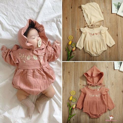 Bộ áo liền quần kèm mũ cotton đáng yêu cho bé gái