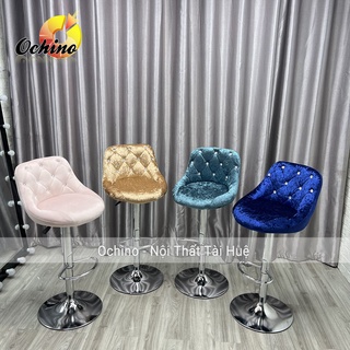 Ghế MakeUp Nỉ Nhung Đính Đá Lấp Lánh, Ghế Bar, Ghế Chụp Hình, Ghế Trang Điểm Sang Chảnh (Sẵn Đủ Màu)