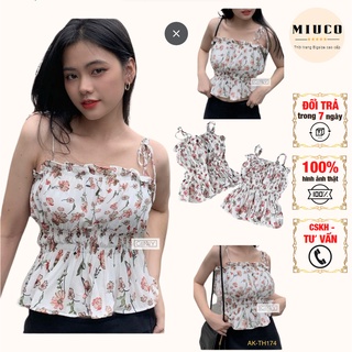 Áo kiểu trắng 2 dây nhún th-174 | miuco