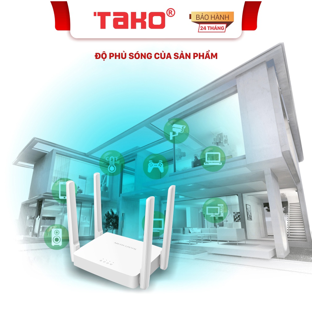 Bộ phát wifi  MERCUSYS AC10 Router Băng Tần Kép Chuẩn AC 1200Mbps . Chính hãng, BH 24 tháng