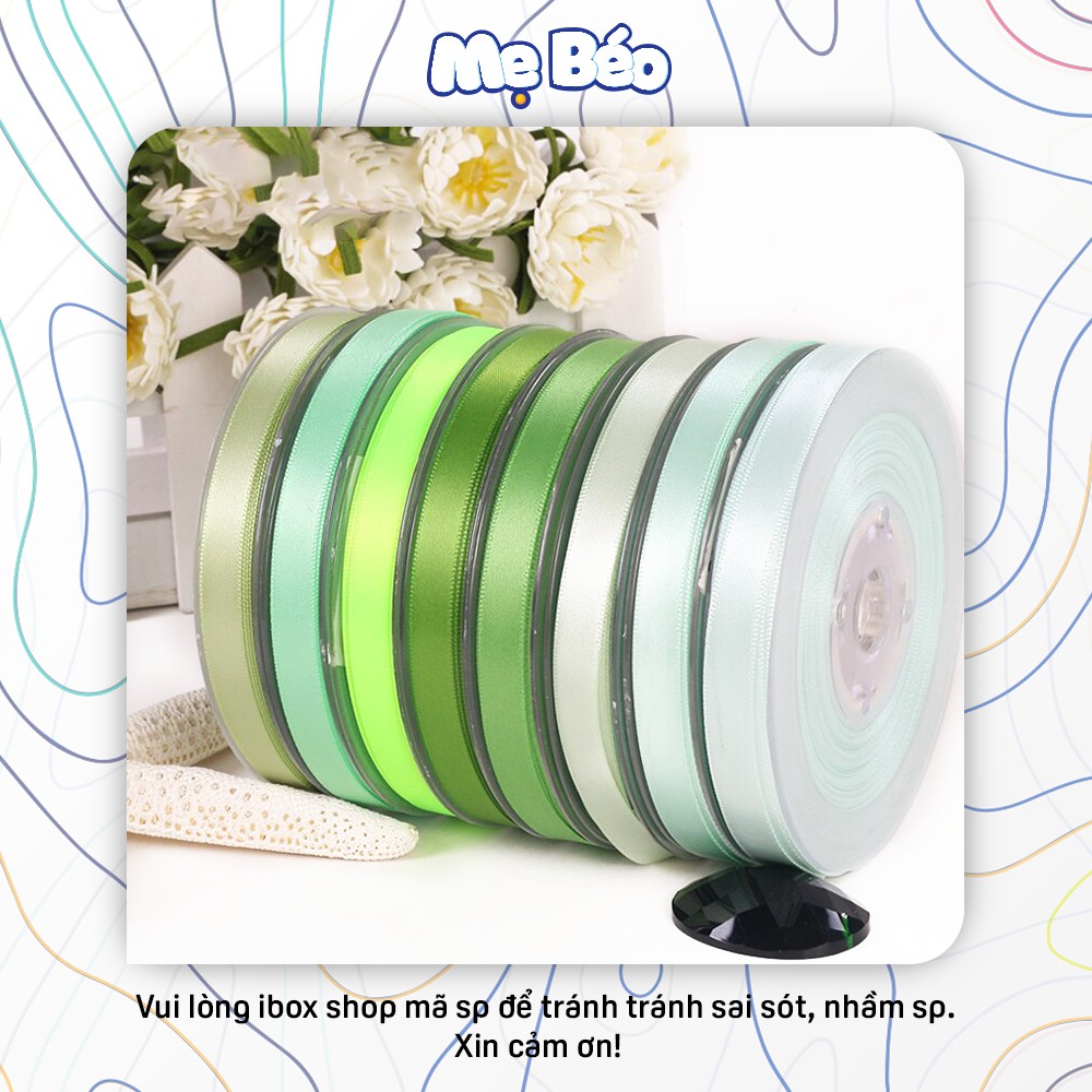 Ruy băng lụa Sattin 100 Yards/Cuộn đẹp chất lượng tốt, lõi giấy [Tone Blue-Green]