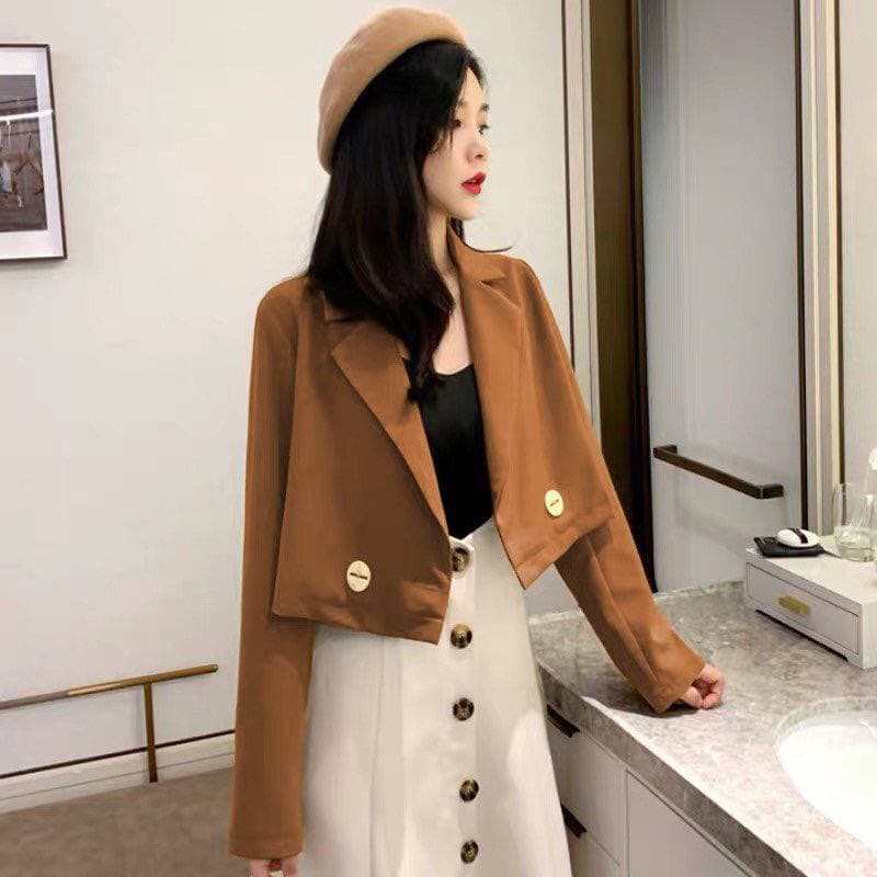 Áo Vest Lửng 2 Khuy (CAM ĐẤT)
