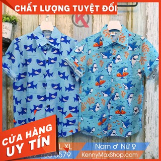 Áo Sơ Mi Hoạt Hình Đi Biển Nam Nữ -  Cá mập đại dương / Cá mập san hô - Áo Nhóm Đi Biển