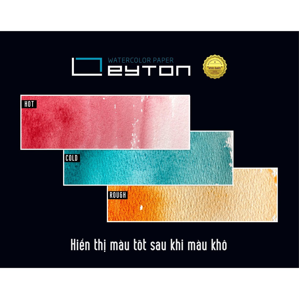 Giấy vẽ màu nước Leyton, 300gsm, 100% cotton/Watercolor Paper Leyton 300gsm