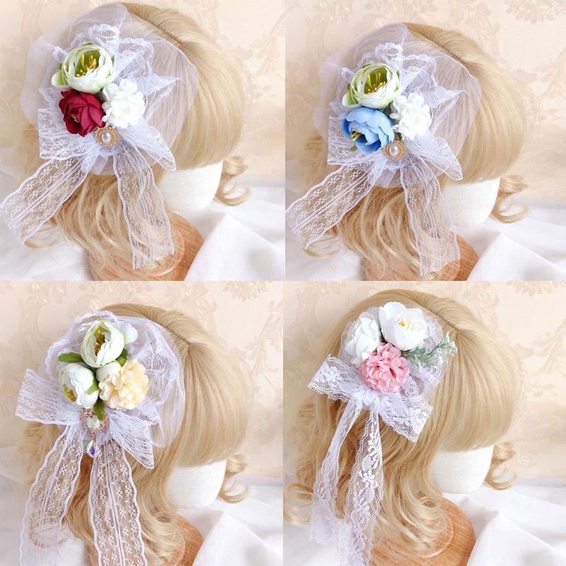 Kẹp Tóc Hình Nơ Hoa Phong Cách Lolita Xinh Xắn Cho Nữ