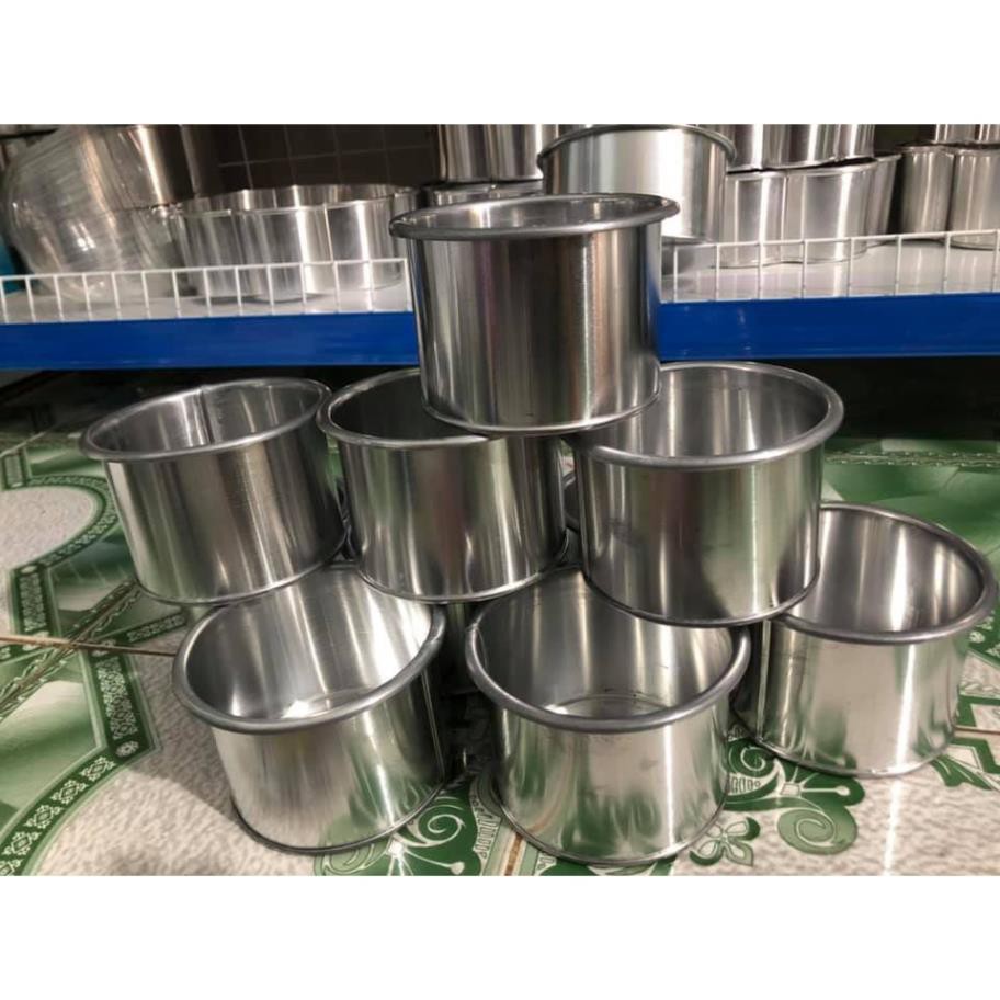 Khuôn nhôm tròn gia công 10cm dùng đổ bánh rau câu, bánh nướng, xôi hoa đậu