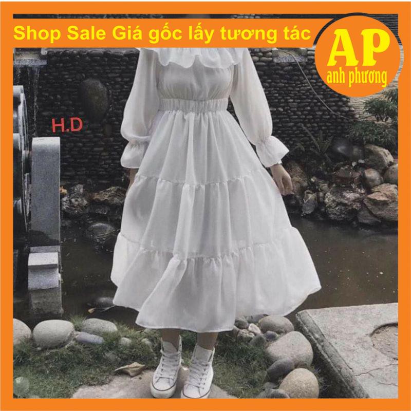 Váy Đầm Tiểu Thư Trắng Trễ Vai Hoặc Cổ Vuông Vintage Xòe 2 Lớp có lót | BigBuy360 - bigbuy360.vn
