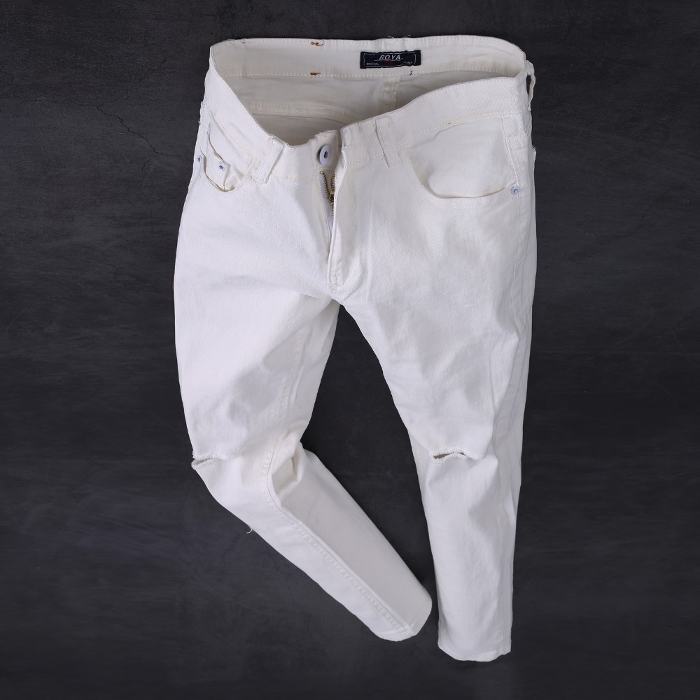 Quần jeans nam [𝐅𝐑𝐄𝐄 𝐒𝐇𝐈𝐏] Quần jean rách gối ống ôm - Quần trơn vải mềm mịn cao cấp hợp dáng - 8913 | BigBuy360 - bigbuy360.vn