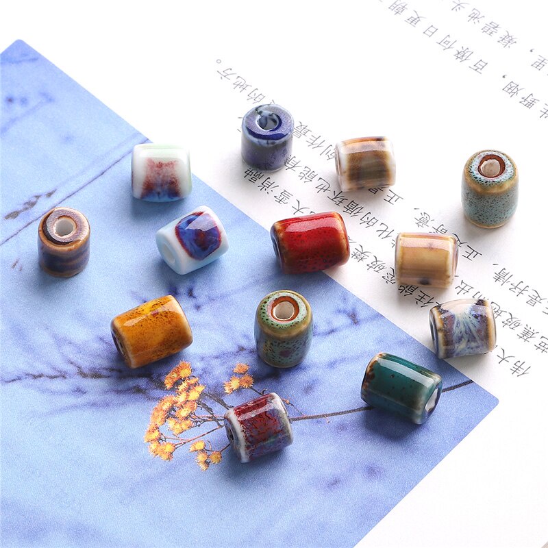 Set 10 ống gốm sứ 10x9mm làm trang sức thủ công