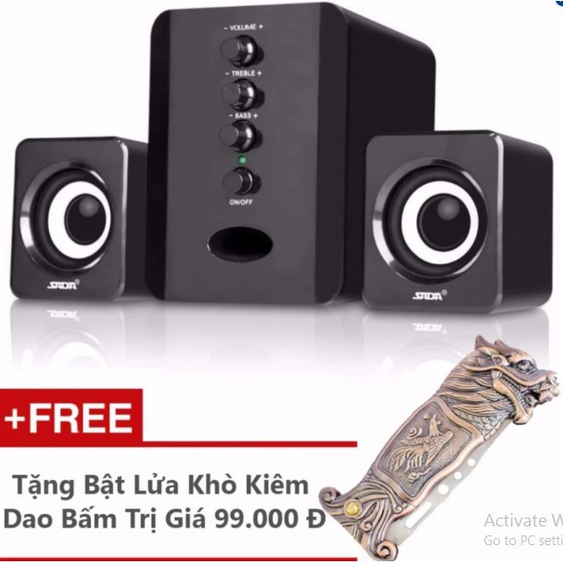 Bộ 3 Loa Nghe Nhạc Máy Tính USB 2.1 SADA D202 Dùng Cho Điện Thoại Laptop Tặng BL Chuyên Dụng Đầu Rồng