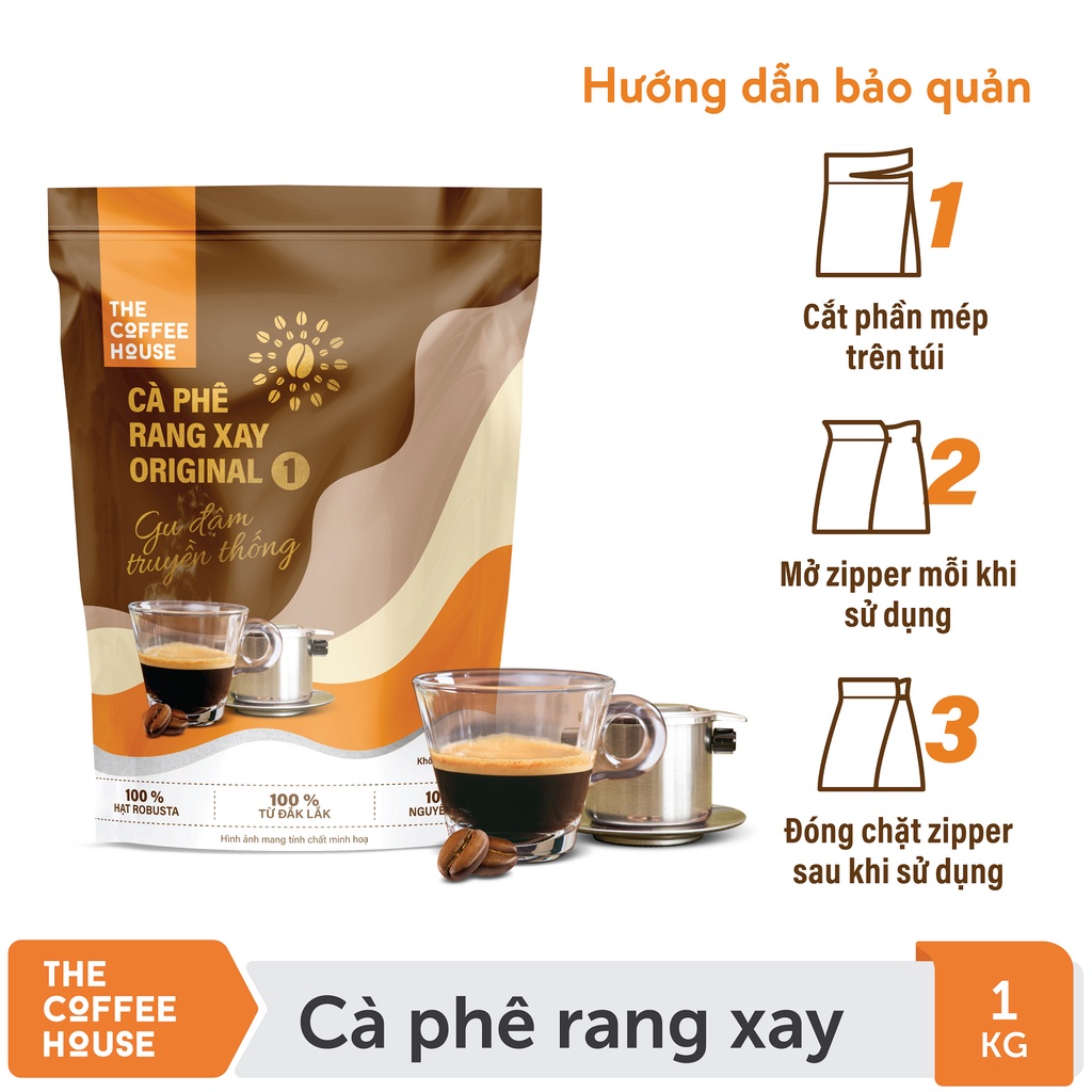 Cà phê rang xay Original 1 The Coffee House (1kg/Gói) Cafe nguyên chất