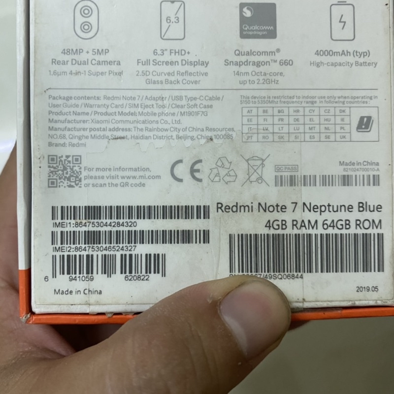 Điện Thoại Xiaomi Redmi Note 7 (4GB/64GB) - Hàng Chính Hãng - Đã Sử Dụng