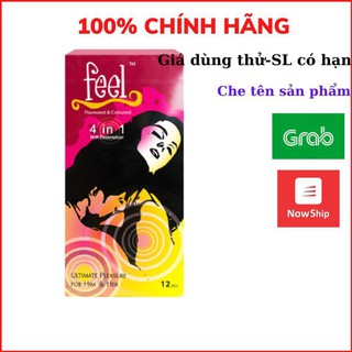 Bao cao su feel 4 in 1 - siêu mỏng, gân, gai - hộp 12 bao