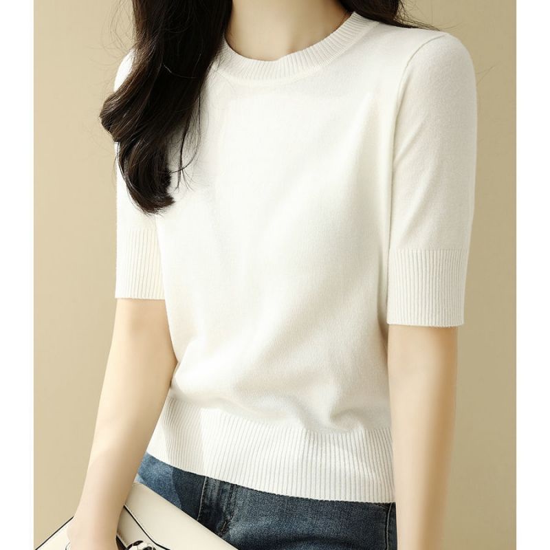 Áo Thun Dệt Kim Tay Lỡ Dáng Ôm Thời Trang Mùa Hè Hàng Mới Dành Cho Bạn Nữ