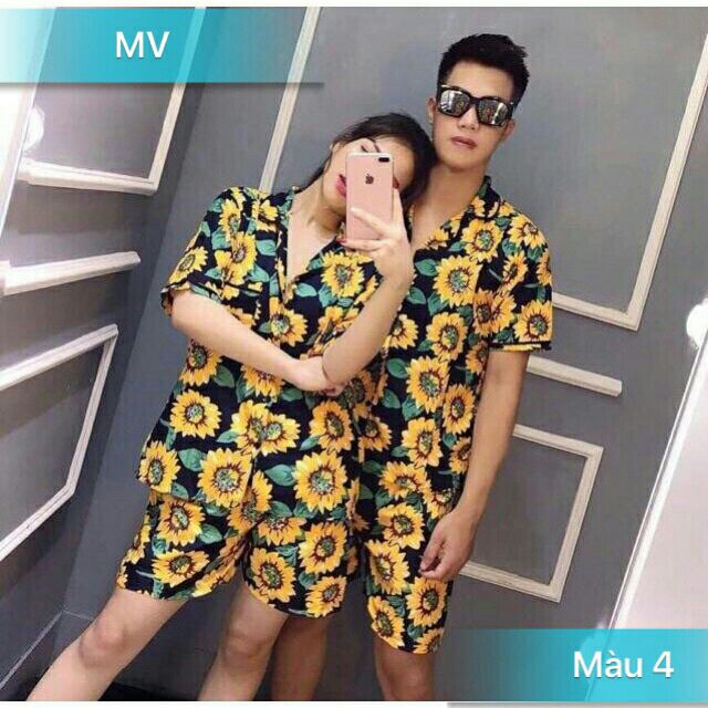 Bộ pizama hoa hướng dương nền đen