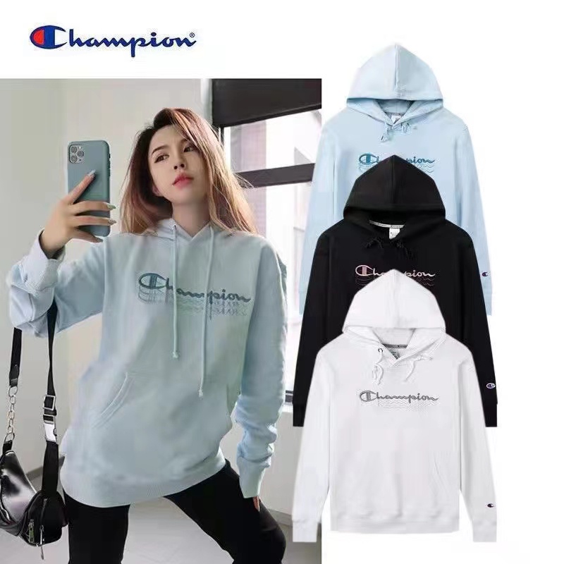 Áo Hoodie nhung thêu chữ Champion 3D