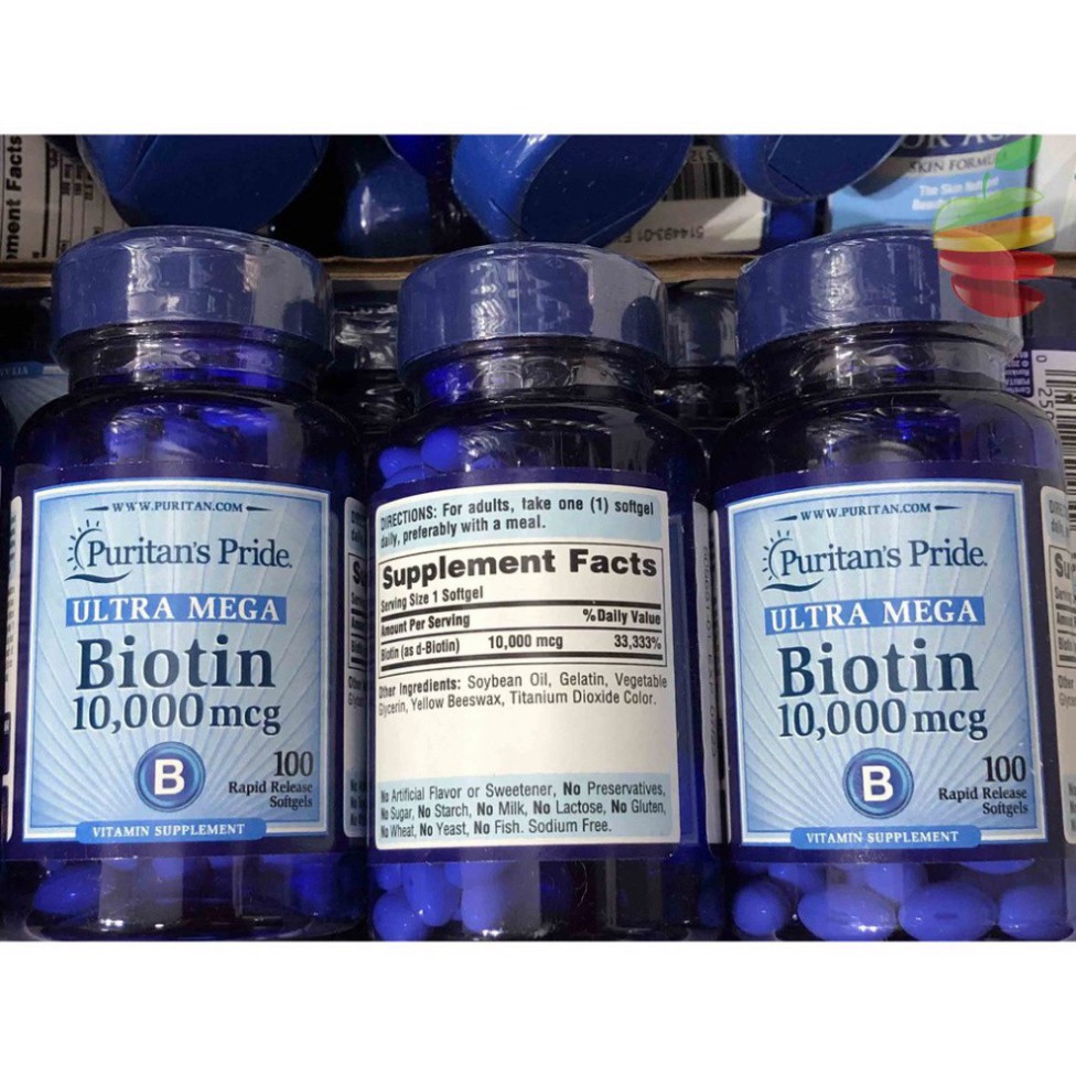 DUY NHAT HÔM NAY Viên Uống Mọc Tóc Puritan's Pride Biotin 10000 mcg - 100 viên DUY NHAT HÔM NAY