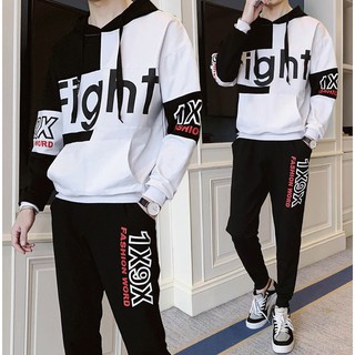 Bộ Quần Áo Nỉ Nam Áo Khoác Hoodies FIGHT 9X Phối Hai Màu Cá Tính Trẻ Trung Thời Trang Zenkocs3 MEN QA 055C W