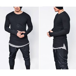 Áo thun dài tay vạt layer Lexuza 002