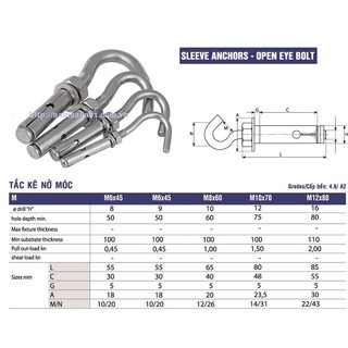 Tắc kê nở móc câu inox chính hãng giá rẻ