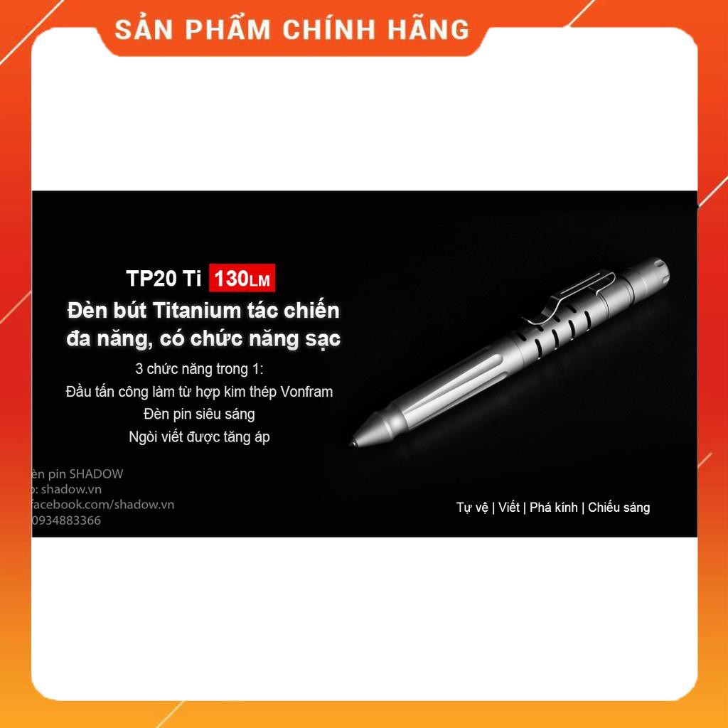 [BH 5 NĂM] [HÀNG ĐỘC] Bút titanium phá kính kiêm đèn pin và đèn sạc KLARUS TP20 TI - Độ sáng 130 lm chiếu xa 30m sạc USB