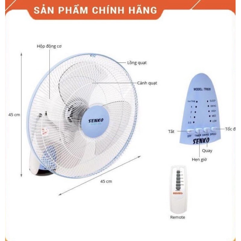 Quạt treo điều khiển Senko TR1628 quạt treo cao cấp điều khiển từ xa