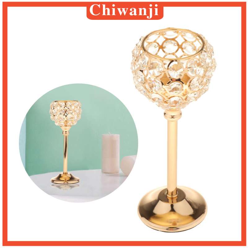 Giá đỡ đèn cầy bằng pha lê màu vàng 16.5cm trang trí tiệc