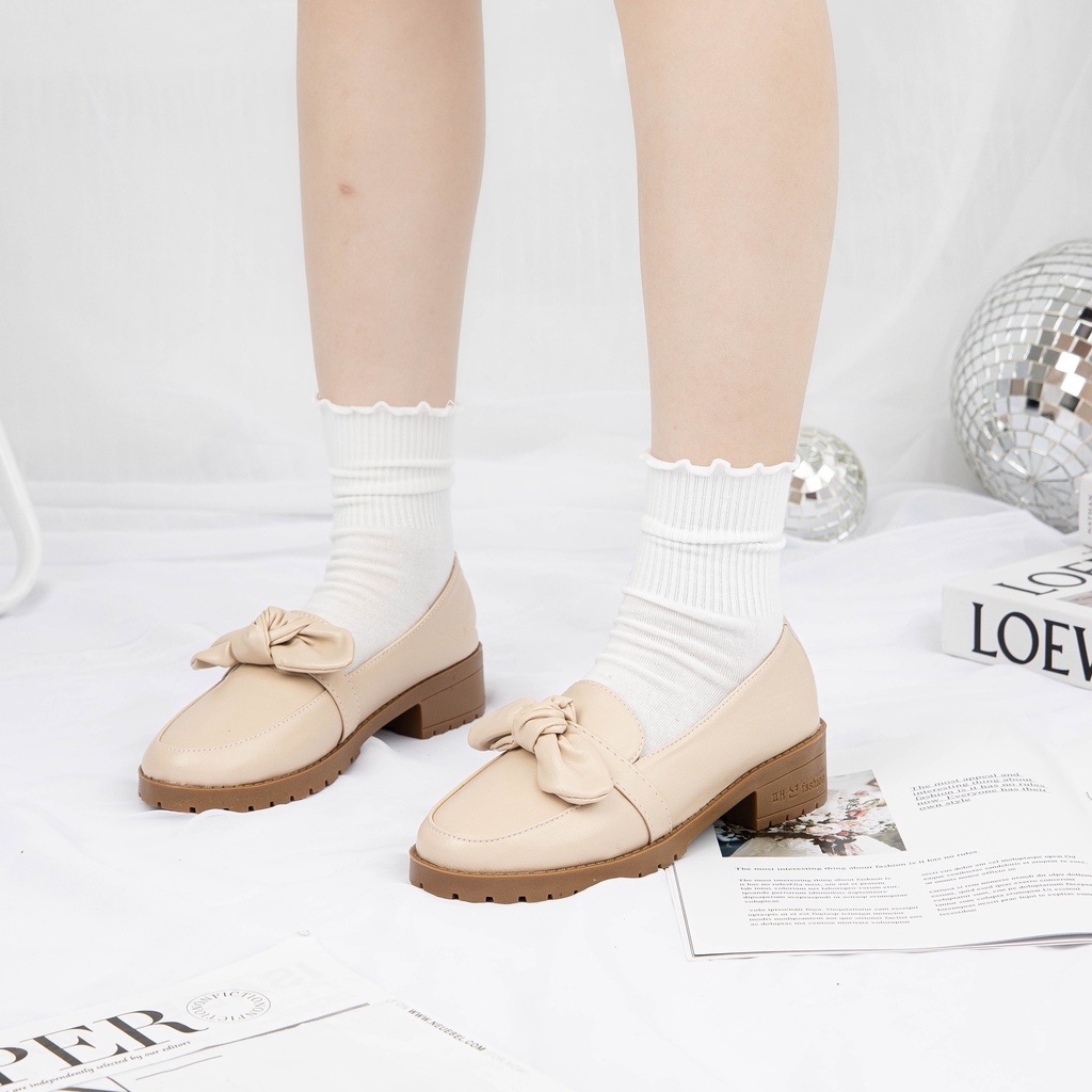 Giày MWC H001 - Giày Oxford Đế 3CM, Oxford Da Đính Nơ Phong Cách Ulzzang Hàn Quốc