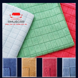 Khăn lau xe ô tô Microfiber thấm hút cao, sạch bóng không bụi vải chuyên dụng lau kính và nội thất
