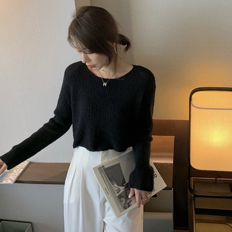 Xiaozhainv Áo sweater croptop dài tay dáng rộng thời trang Hàn Quốc cho nữ