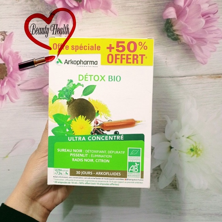 Thải độc cơ thể Arkopharma Detox bio liệu trình 30 ống nội địa Pháp
