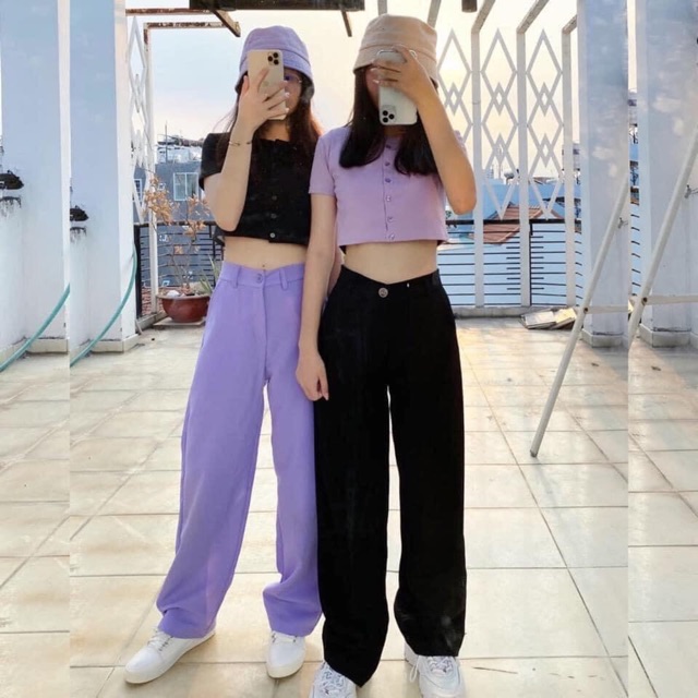 Quần Tây Trơn Nút Suông/SIMPLE PANTS/QUẦN CULOTTES Kèm Video Cận Chất