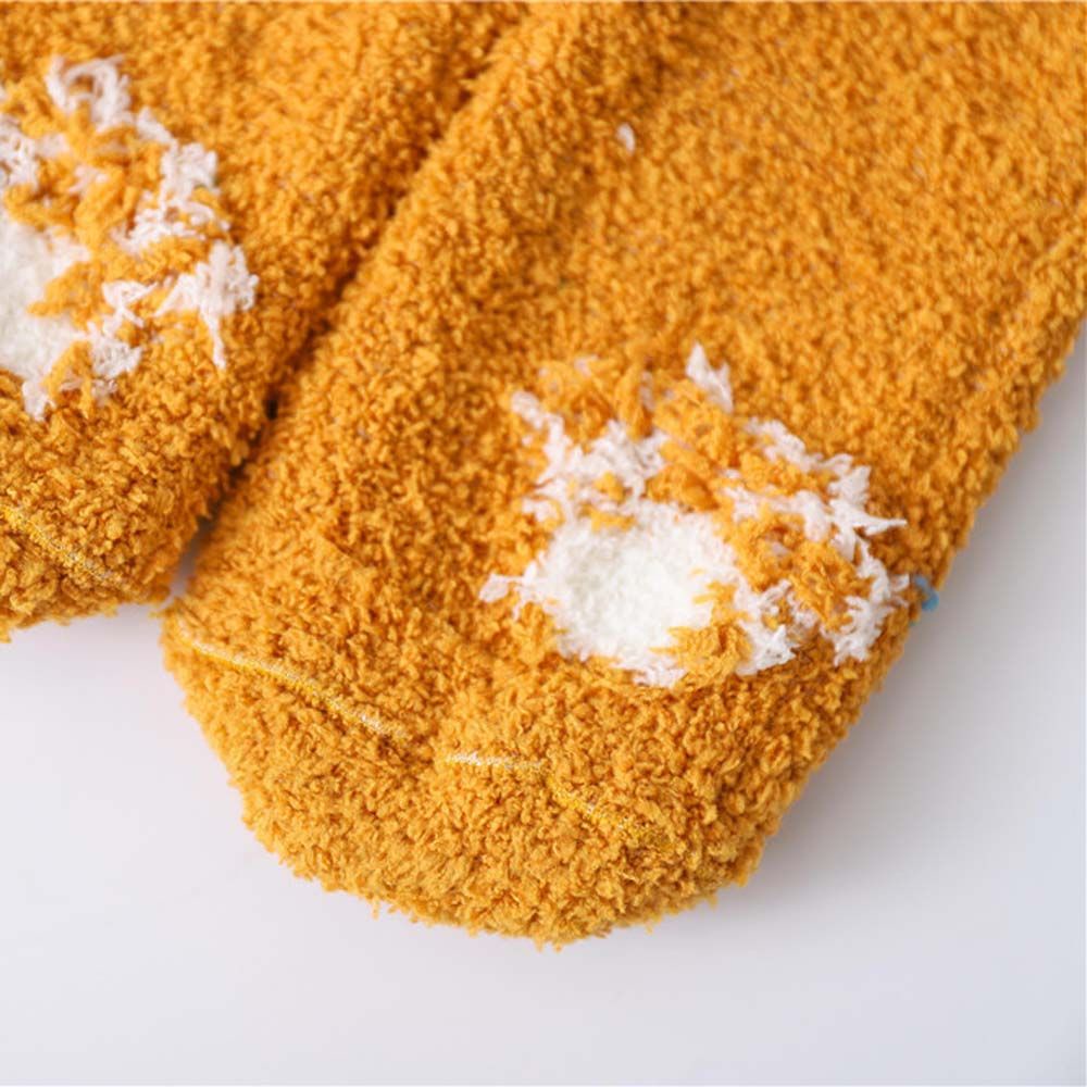 Đôi vớ lông cừu san hô dày in họa tiết hoạt hình nhiều màu sắc thời trang cho nữ