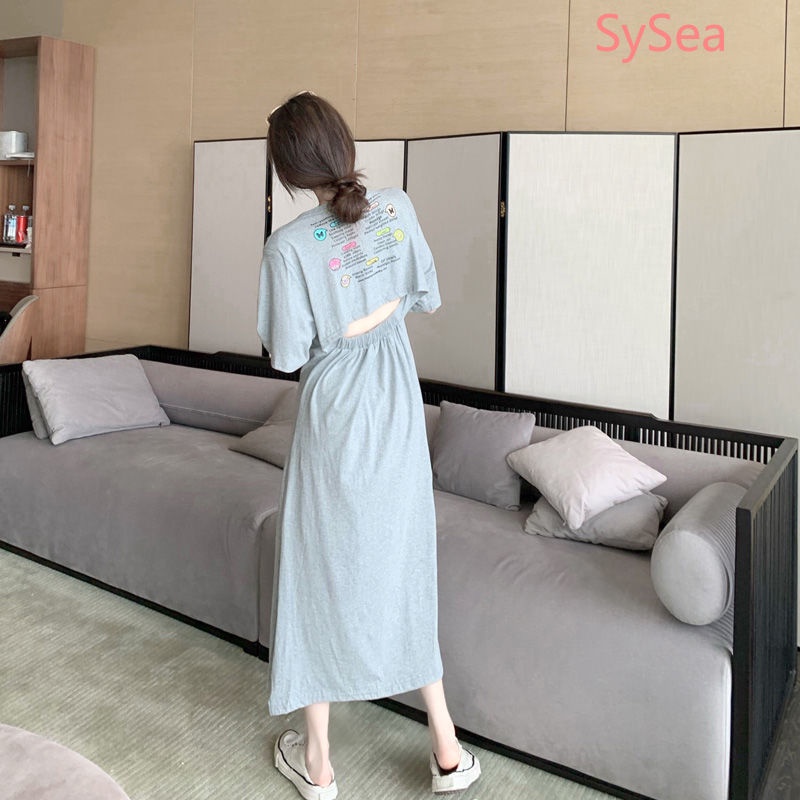Đầm Xẻ Tà Họa Tiết Chữ In Plus size
