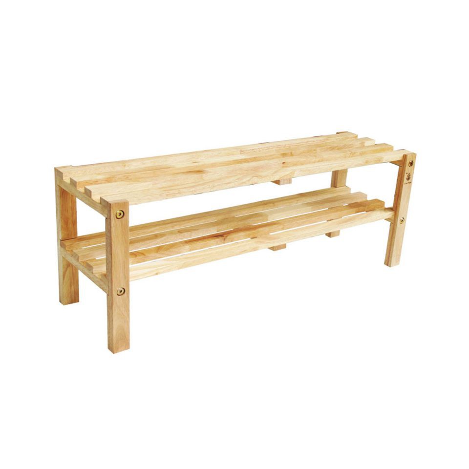 Kệ giầy trẻ em 2 tầng bằng gỗ cao su tự nhiên