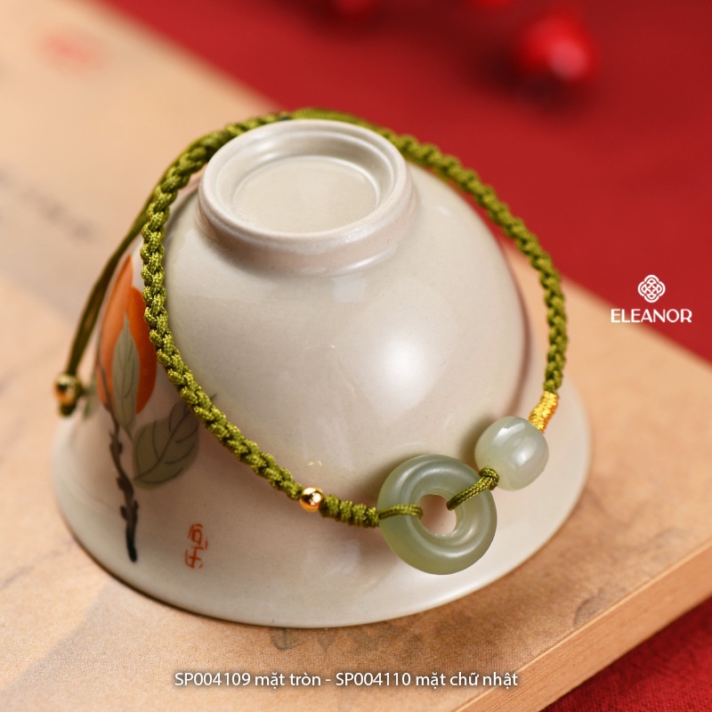 Vòng tay nữ dây rút Eleanor Accessories đá xanh mặt tròn phụ kiện trang sức 4109