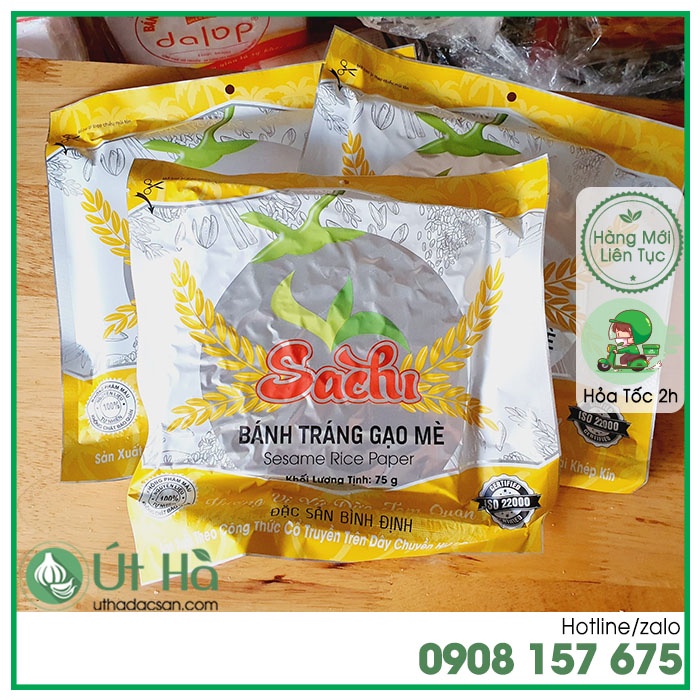 Bánh Tráng Gạo Mè Sachi Combo 3 Bịch Bánh Tráng Đặc Sản Tam Quan Bình Định - Út Hà Đặc Sản
