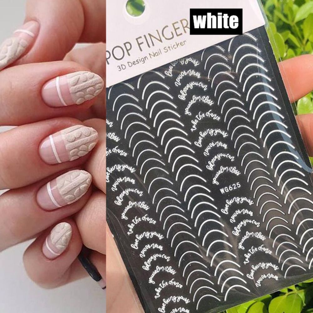 [Hàng mới về] Miếng Dán Trang Trí Móng Tay Họa Tiết Kẻ Sọc 3D Sành Điệu Thời Trang Tự Làm Độc Đáo
