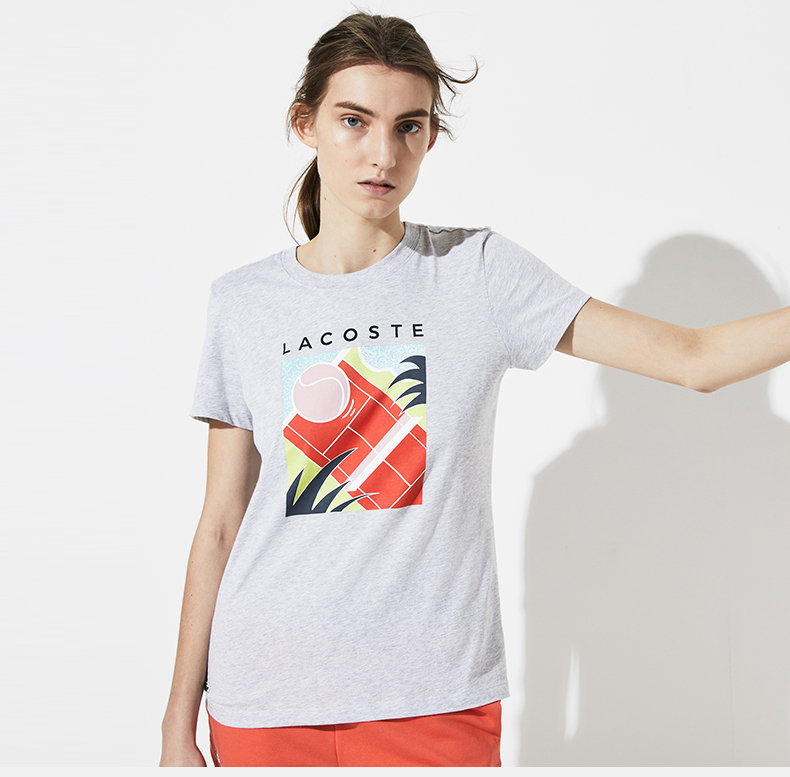 Lacoste French crocodile Ole women's tennis letters printed short-sleeved T-shirt women outlets|TF3450