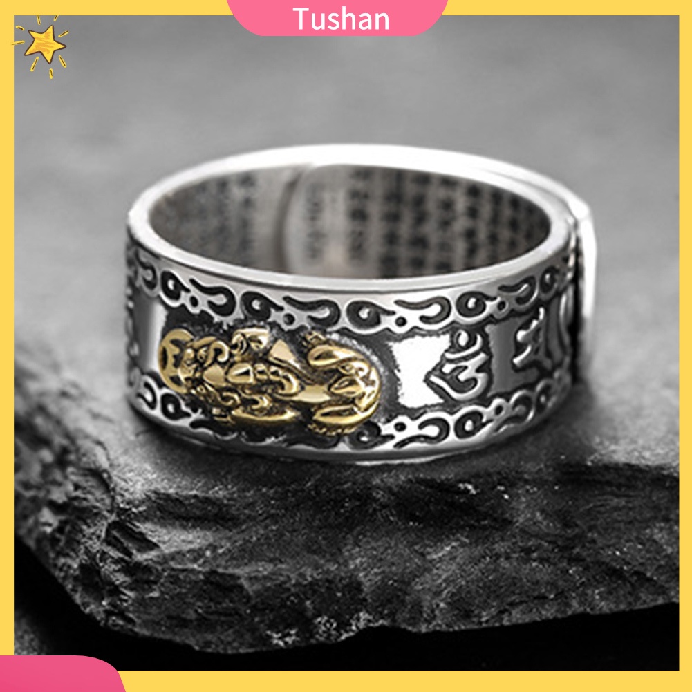 Nhẫn Hở Mạ Bạc Khắc Hình Trái Tim May Mắn Cho Nam