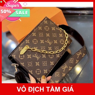 Túi hộp lv đeo chéo thời trang, túi xách đẹp 2022 dây xích vàng