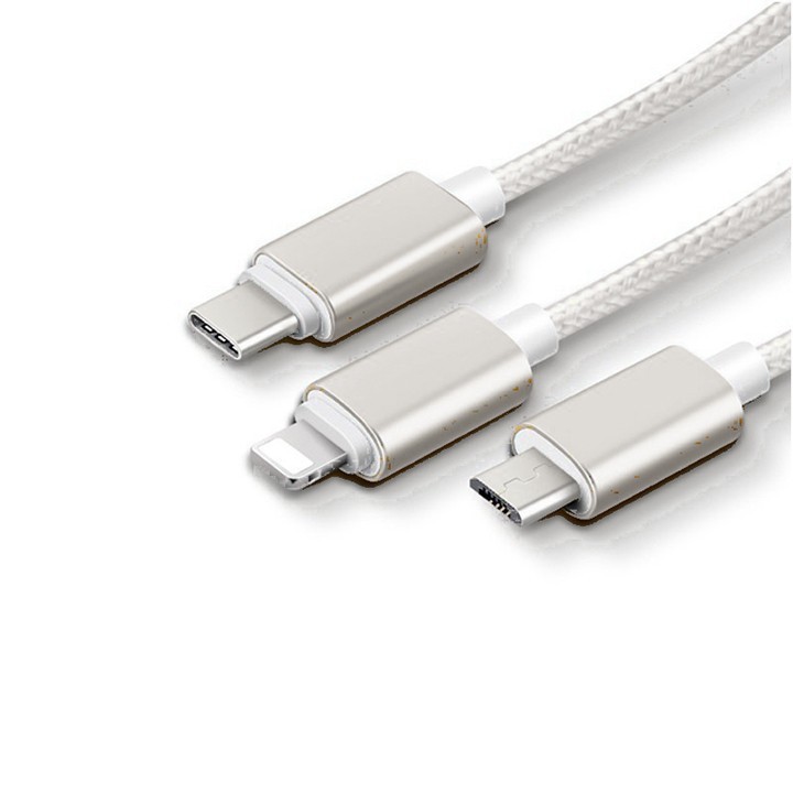 Cáp sạc USB chia 3 đầu cắm Micro USB Type-C Lightning tiện dụng -MÀU NGẪU NHIÊN