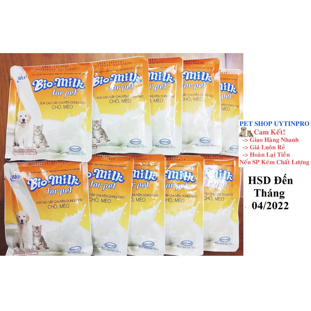 45 GÓI SỮA DINH DƯỠNG CHO CHÓ MÈO Bio milk Gói 100g (HSD: T4/2022)