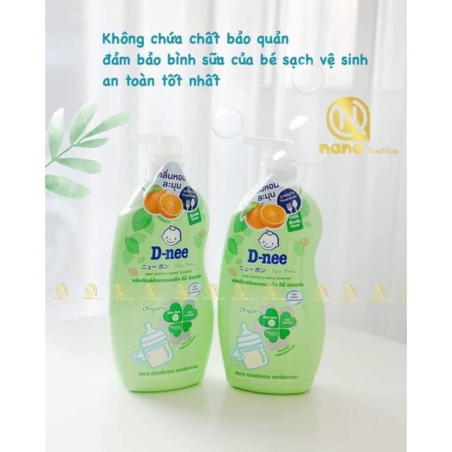 Nước rửa bình sữa Dnee Organic 600ml - Mẫu Mới