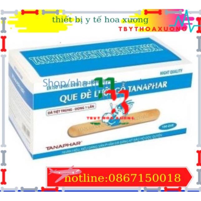 Đè lưỡi gỗ Tanaphar Hộp 100 que từ gỗ cây Bồ đề.
