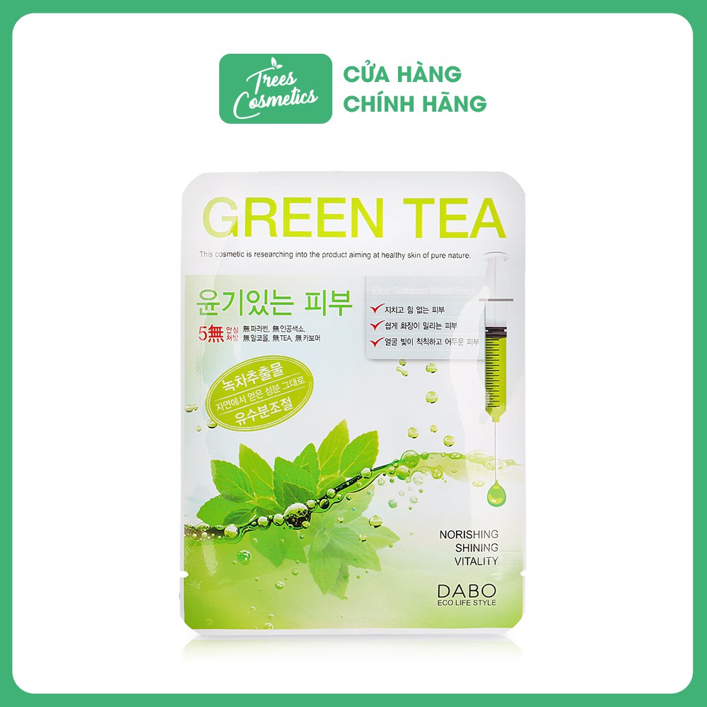 Mặt Nạ Trà Xanh Dưỡng Da Dabo First Solution Mask Pack Green Tea 23ml - Hàn Quốc Chính Hãng
