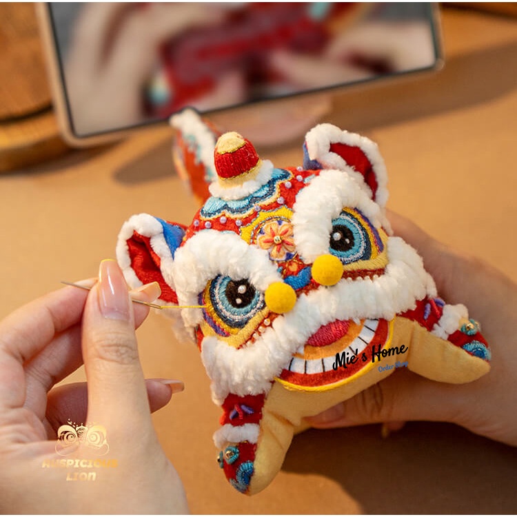 Bộ Kit Gói Dụng cụ tự thêu Lân Sư Tử May Mắn DIY nguyên liệu bạn thêu thủ công túi thơm Trung Thu Đoàn Viên Mie Handmade